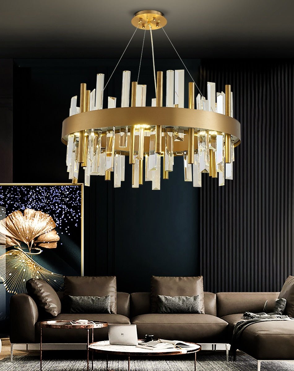 MIRODEMI® Gold/Titanium black crystal chandelier for bedroom, living r –