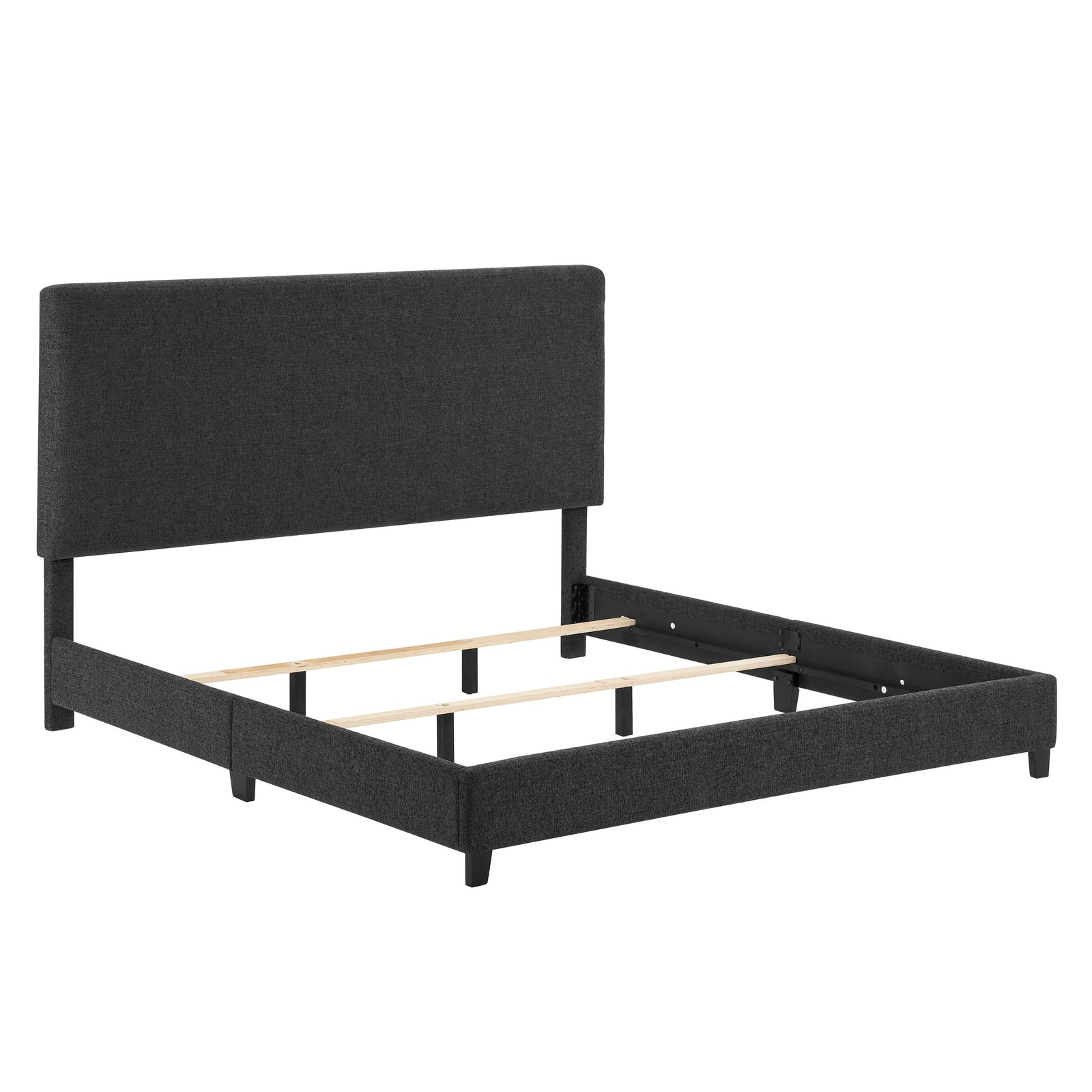 Walker Edison | King Size Charcoal Grey Upholstered Platform Bed