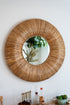 32” round rattan mirror