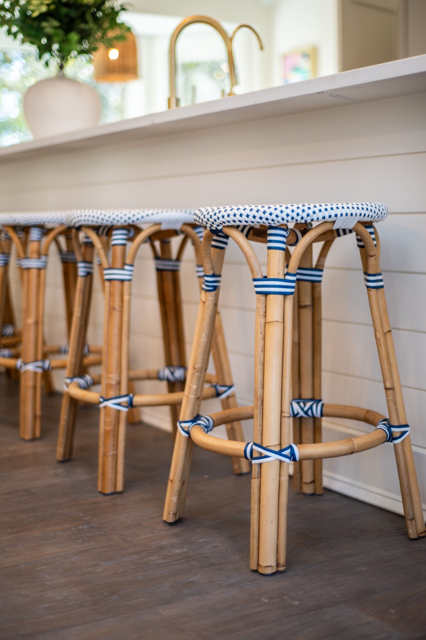 Vale Backless Counter Height Barstool - Blue/White