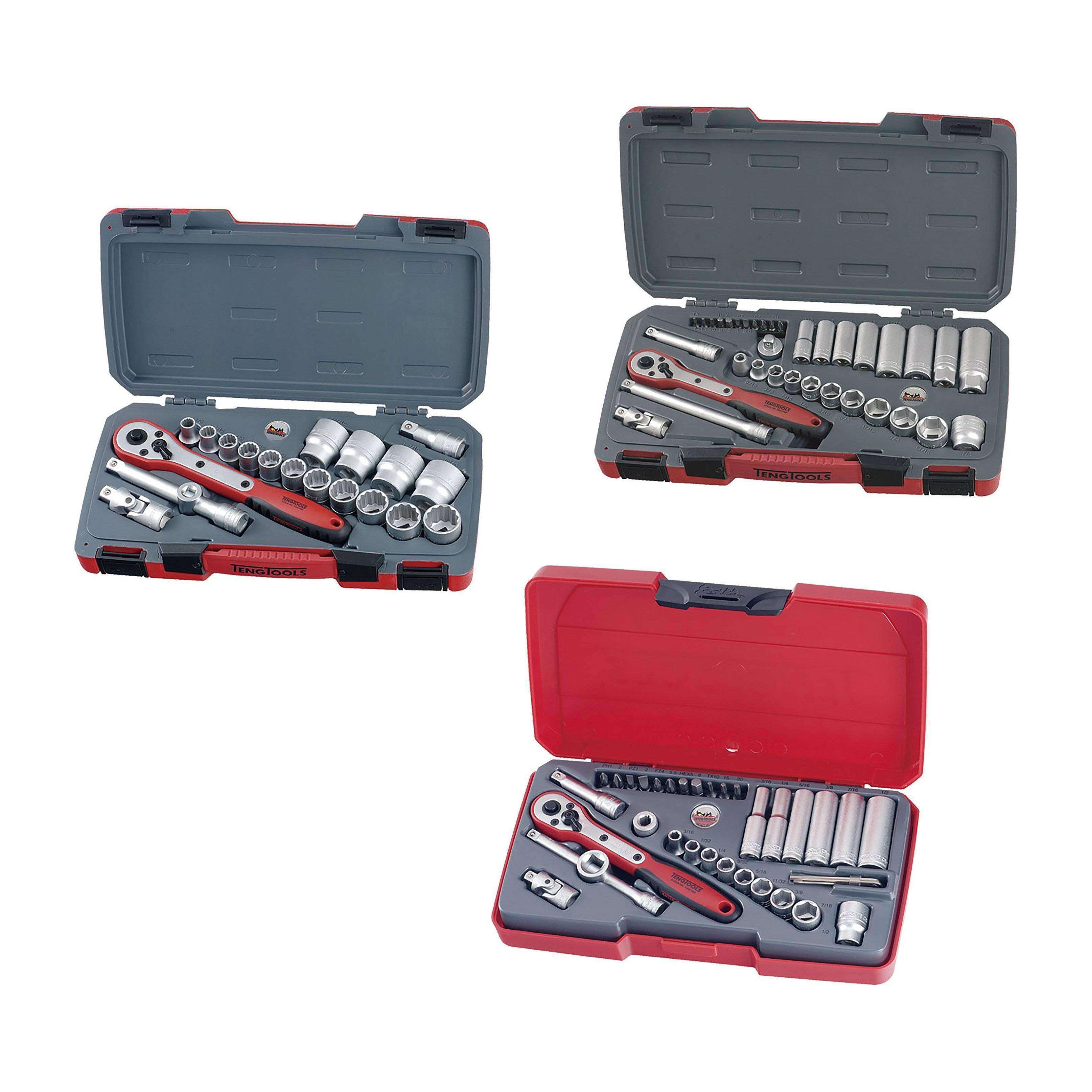 Teng Tools 90 Piece Mixed Drive SAE Socket Set - T1220AF