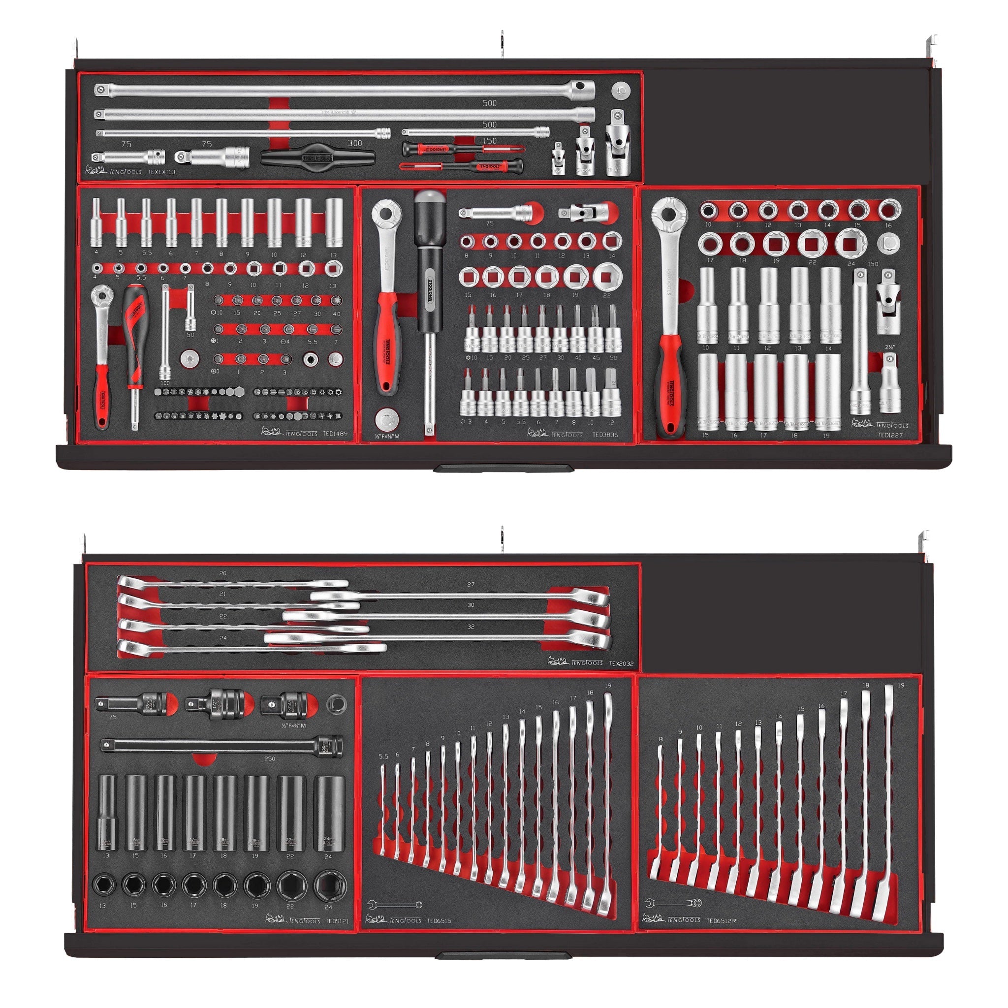 Teng Tools 447 Piece PRO35 37 Inch Wide EVA Foam Black Roller Cabinet Workstation Tool Kit - TCEMM637NBK-BUILD