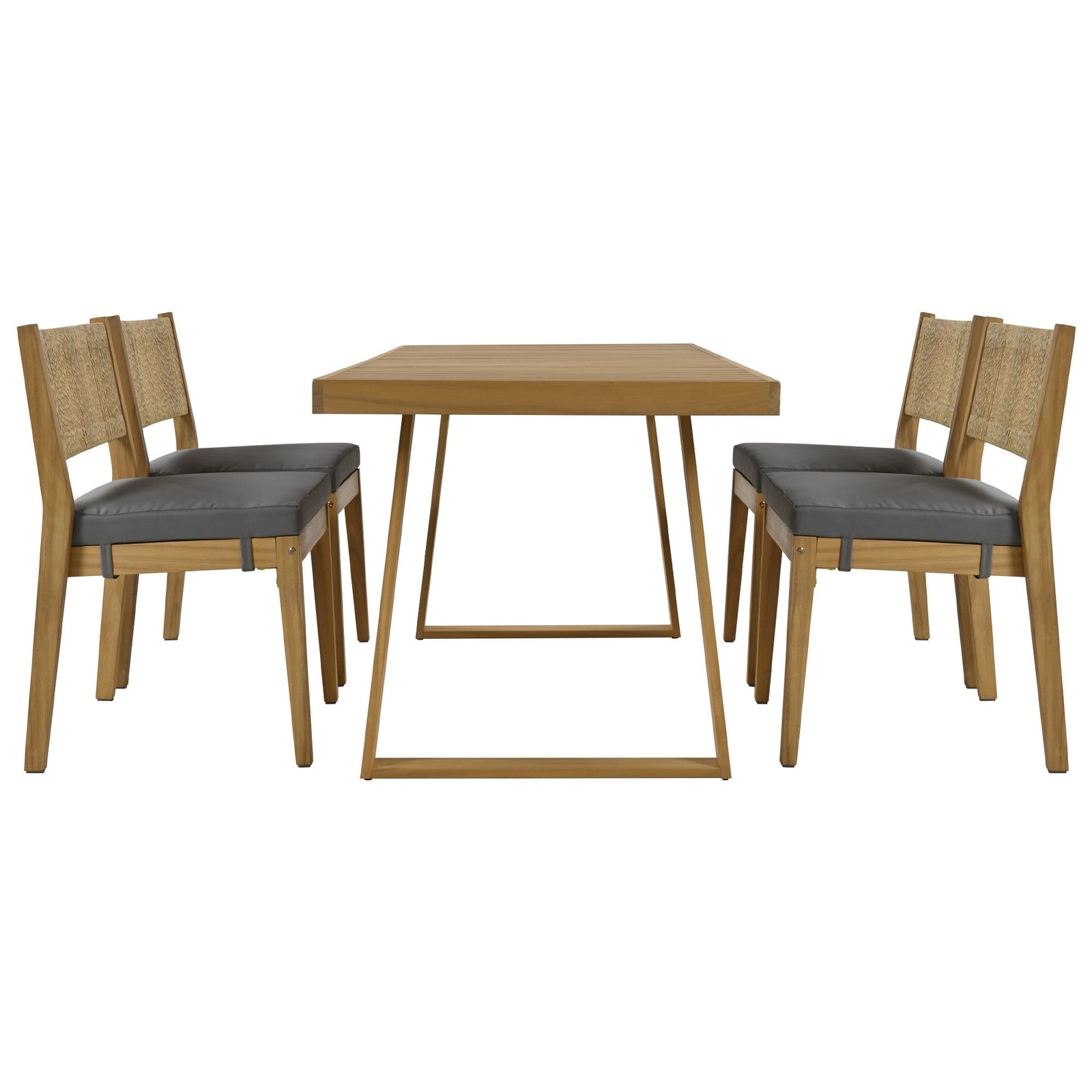 Walker Edison | Outdoor Acacia Wood Dining Table and Chair Set