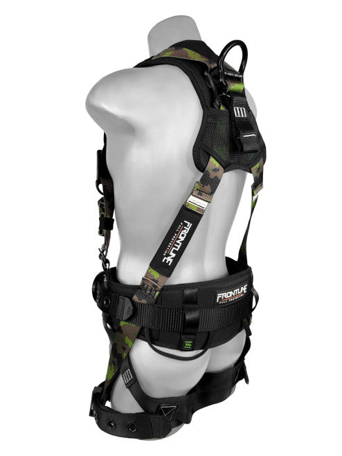 Arnés de cuerpo completo Frontline 110CTB-CF con camuflaje, herrajes de aluminio y correas de suspensión para traumatismos XL/2X