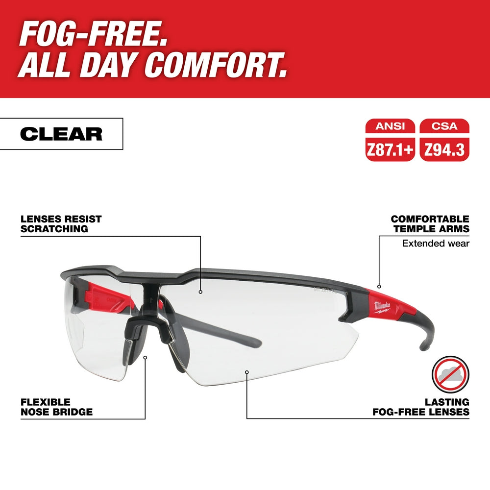 Milwaukee 48-73-2013 Safety Glasses - Clear Fog-Free Lenses (Polybag)