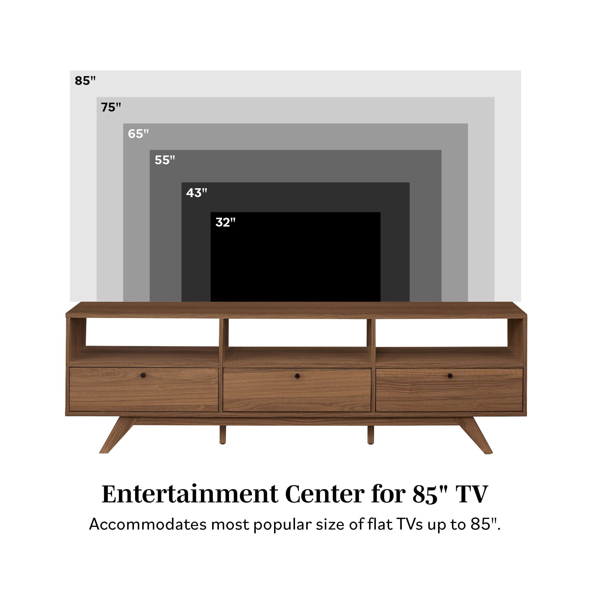 Mueble de TV moderno de tres puertas Kela de mediados de siglo