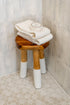 Teak stool with white legs