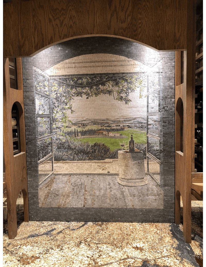 Mosaic Artwork - Vineyard Scene