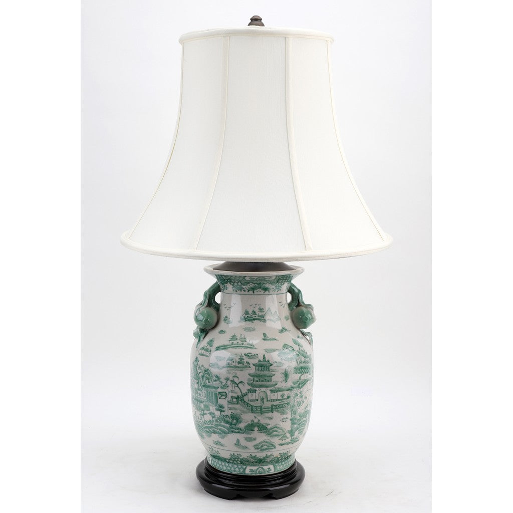 Lovecup Porcelain Lamp - Green And White Willow L142