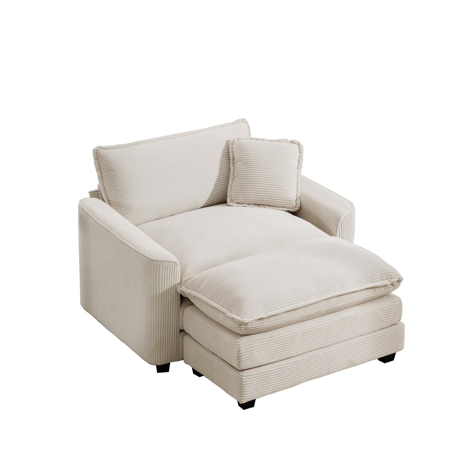 Walker Edison | Corduroy Deep Seat Cloud Accent Chair with Ottoman Set