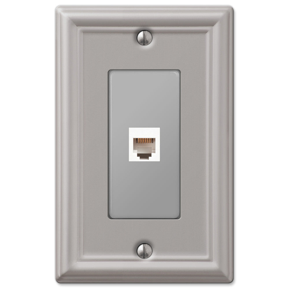 Chelsea Brushed Nickel Steel - 1 Phone Jack Wallplate