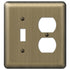 Devon Brushed Brass Steel - 1 Toggle / 1 Duplex Wallplate