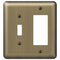 Devon Brushed Brass Steel - 1 Toggle / 1 Rocker Wallplate