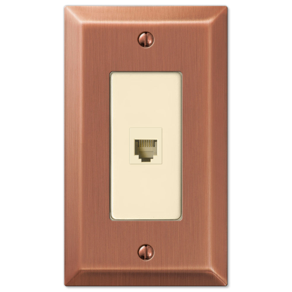 Century Brushed Copper Steel - 1 Phone Jack Wallplate