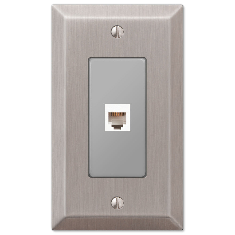 Century Brushed Nickel Steel - 1 Phone Jack Wallplate