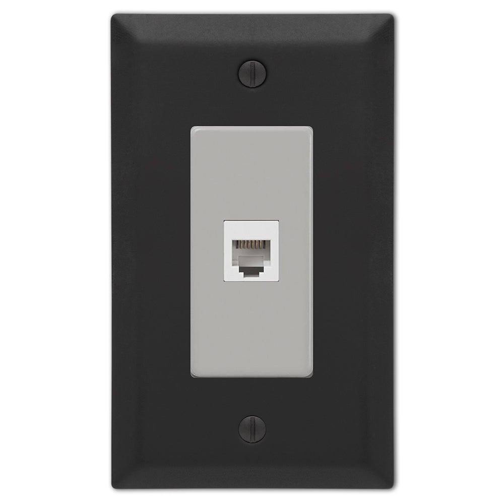 Century Matte Black Steel - 1 Phone Jack Wallplate