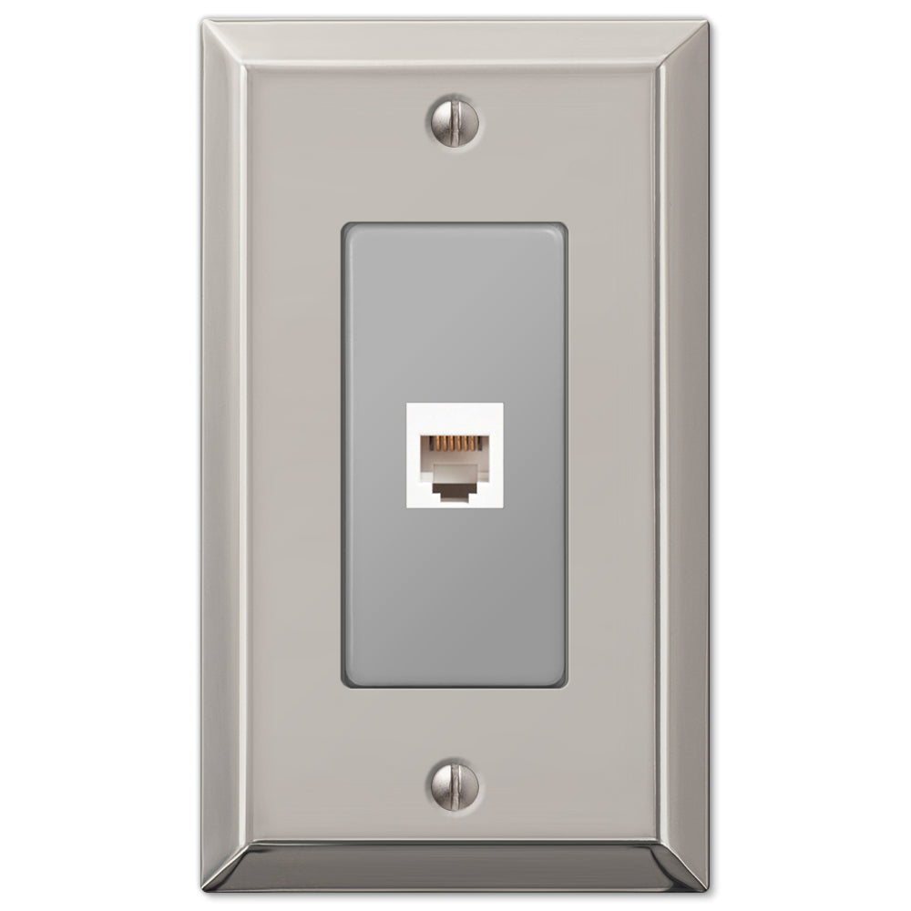 Century Polished Nickel Steel - 1 Phone Jack Wallplate