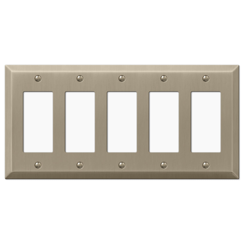 Century Brushed Bronze Steel - 5 Rocker Wallplate