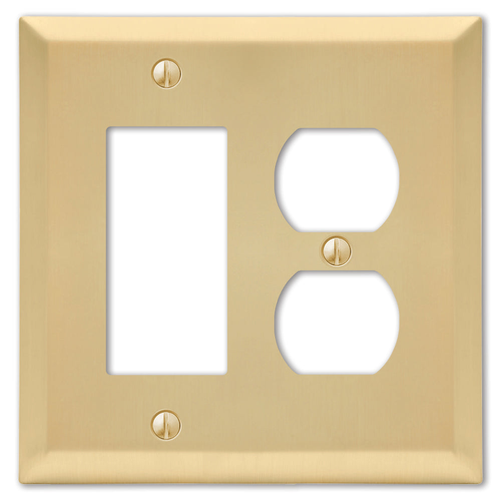 Century Satin Brass Steel - 1 Rocker / 1 Duplex Wallplate