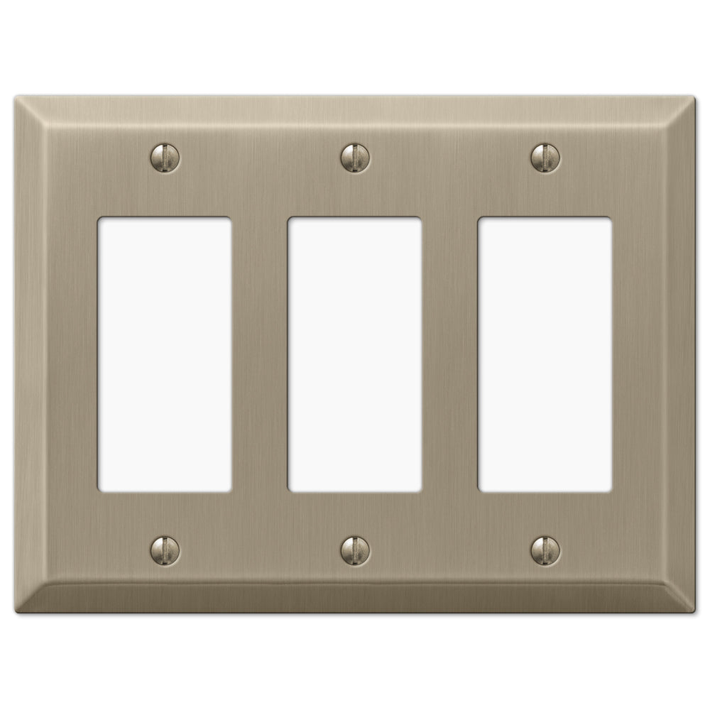 Century Brushed Bronze Steel - 3 Rocker Wallplate