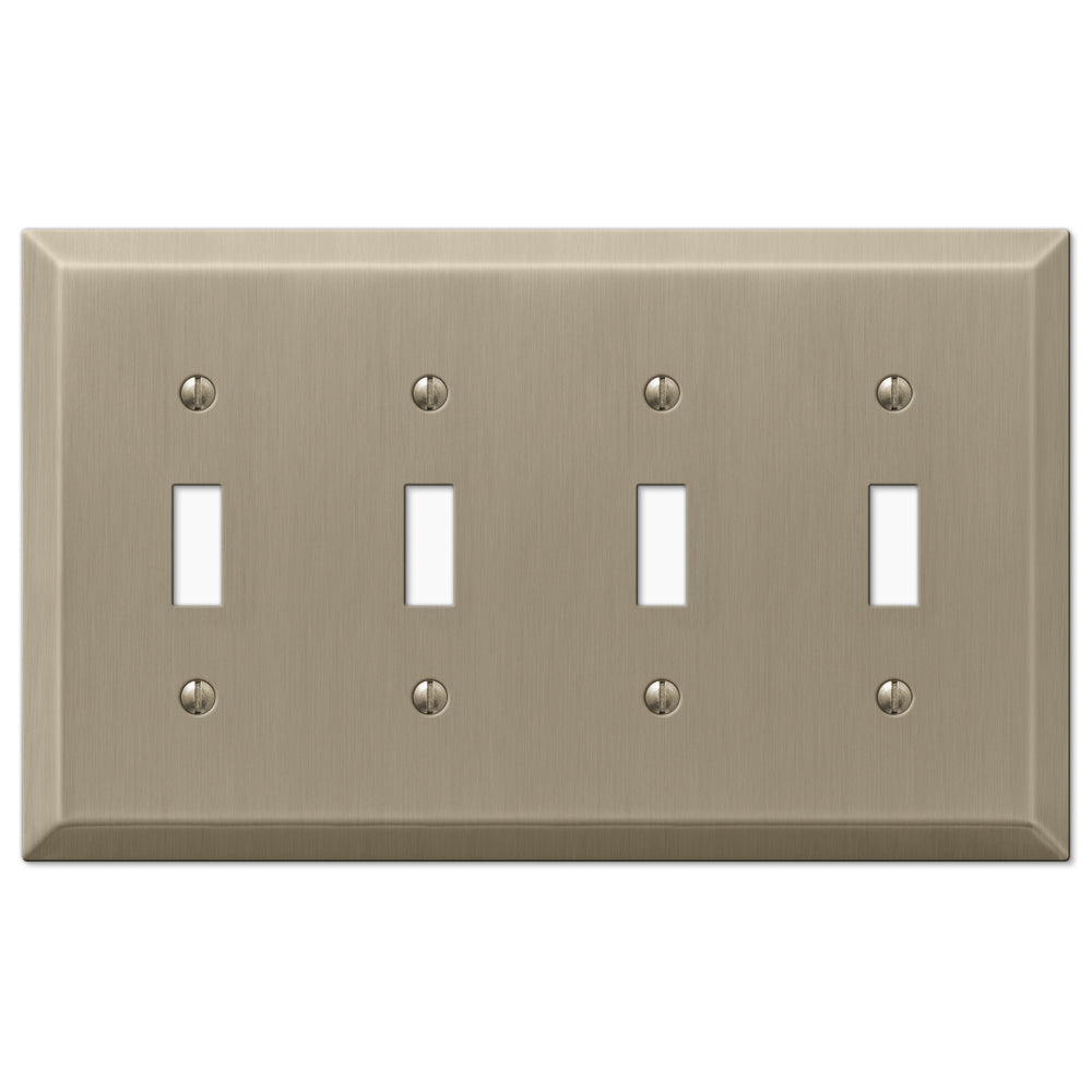 Century Brushed Bronze Steel - 4 Toggle Wallplate