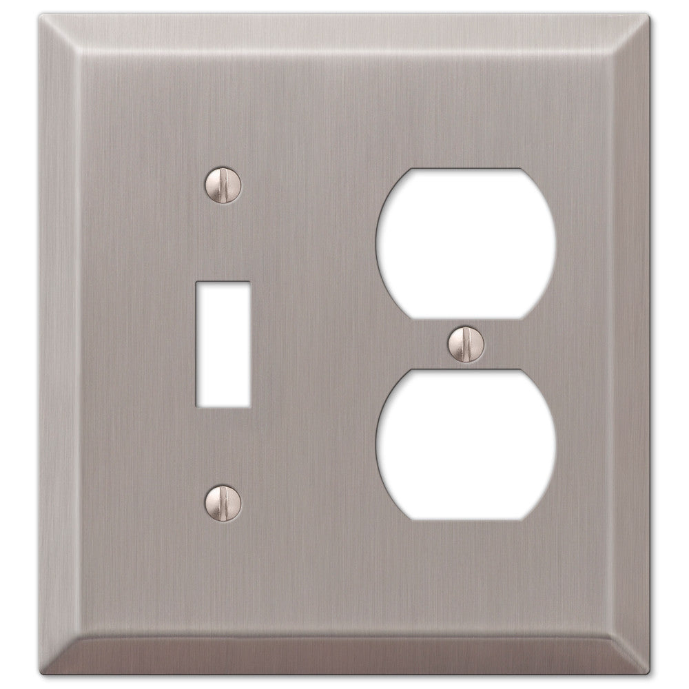 Century Brushed Nickel Steel - 1 Toggle / 1 Duplex Wallplate