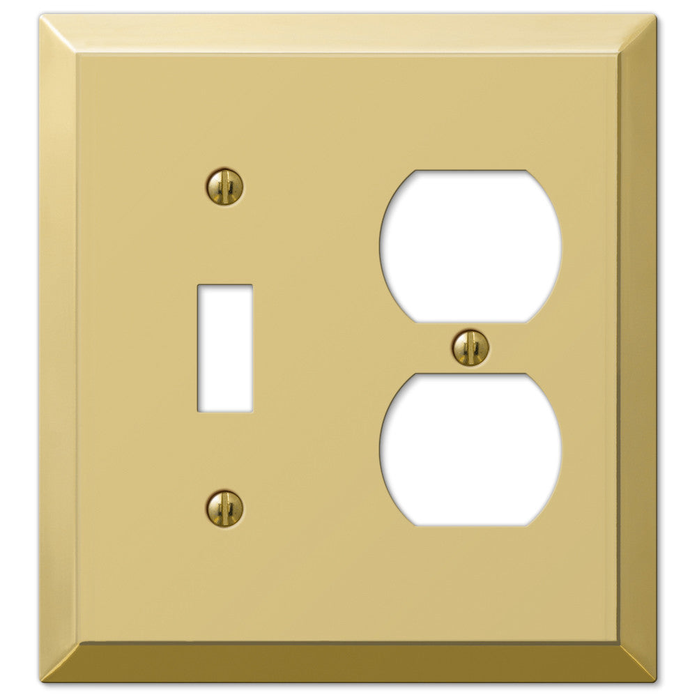 Century Polished Brass Steel - 1 Toggle / 1 Duplex Wallplate