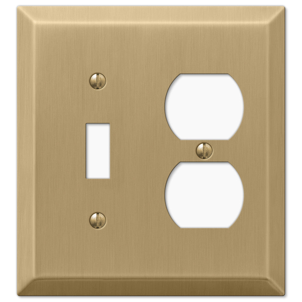 Century Brushed Bronze Steel - 1 Toggle / 1 Duplex Wallplate