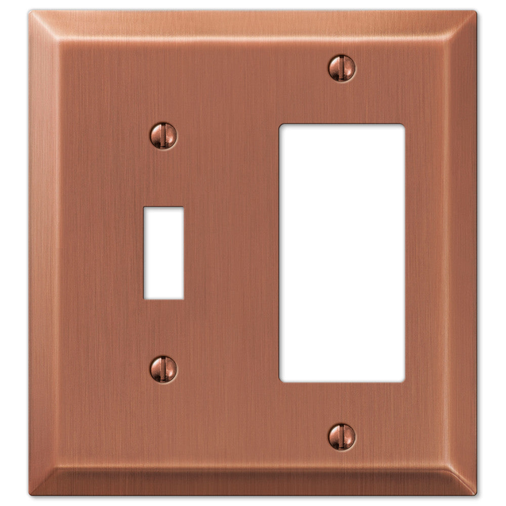 Century Brushed Copper Steel - 1 Toggle / 1 Rocker Wallplate