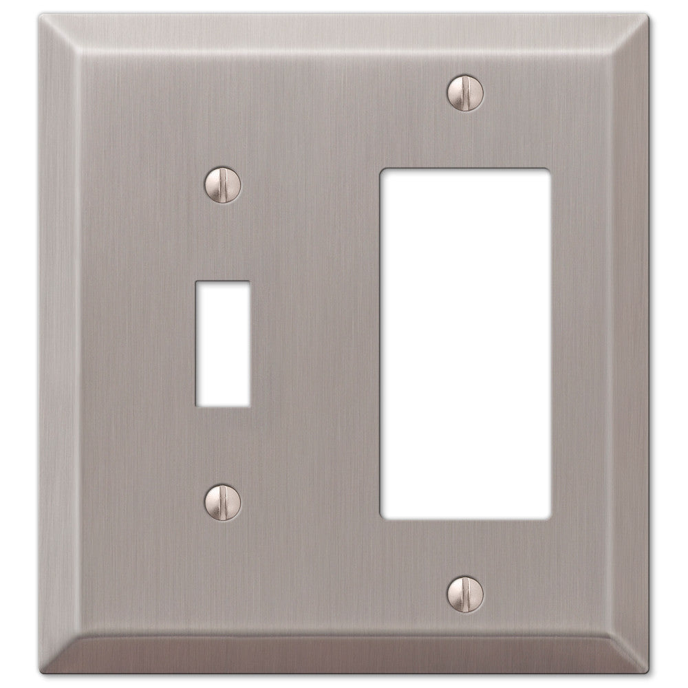 Century Brushed Nickel Steel - 1 Toggle / 1 Rocker Wallplate