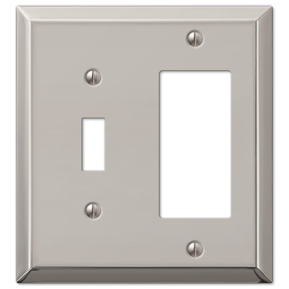 Century Polished Nickel Steel - 1 Toggle / 1 Rocker Wallplate