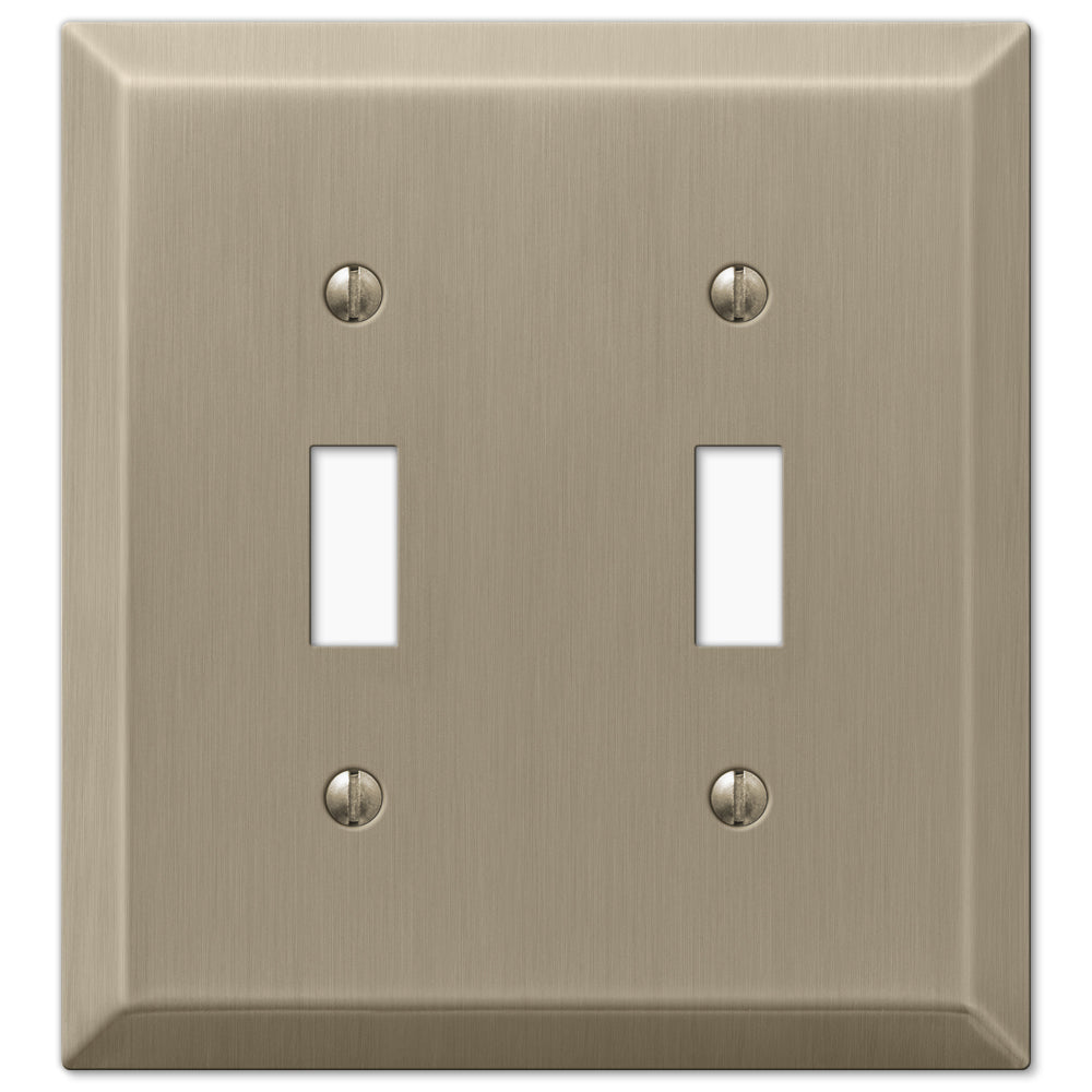 Century Brushed Bronze Steel - 2 Toggle Wallplate