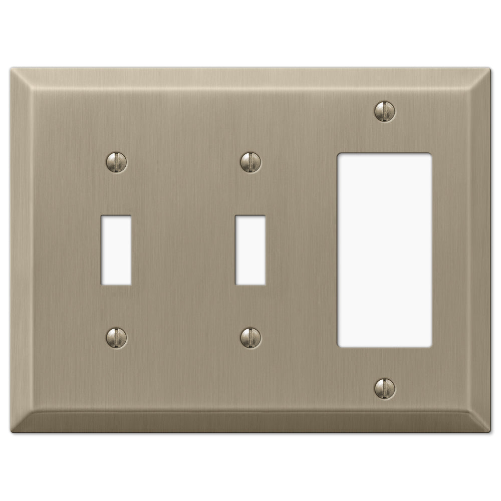 Century Brushed Bronze Steel - 2 Toggle / 1 Rocker Wallplate