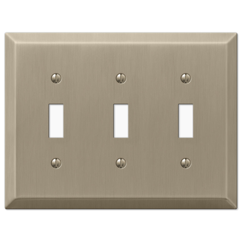 Century Brushed Bronze Steel - 3 Toggle Wallplate