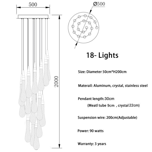 Orta San Giulio | Hanging Crystal Lamp for Living Room