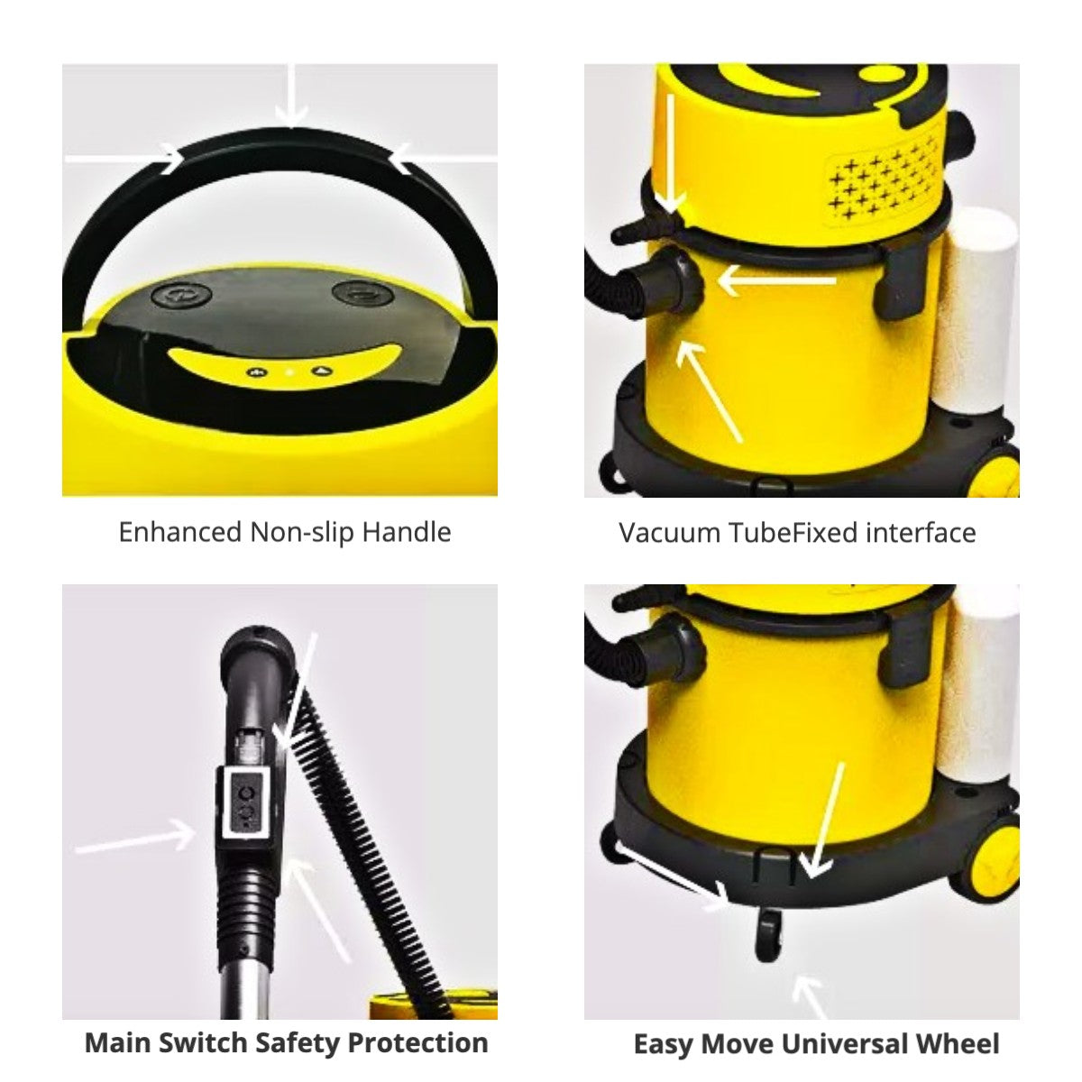 SM20 Wet Dry Shampoo Vacuum Cleaner, Multiple Function Shop Vac, Yellow