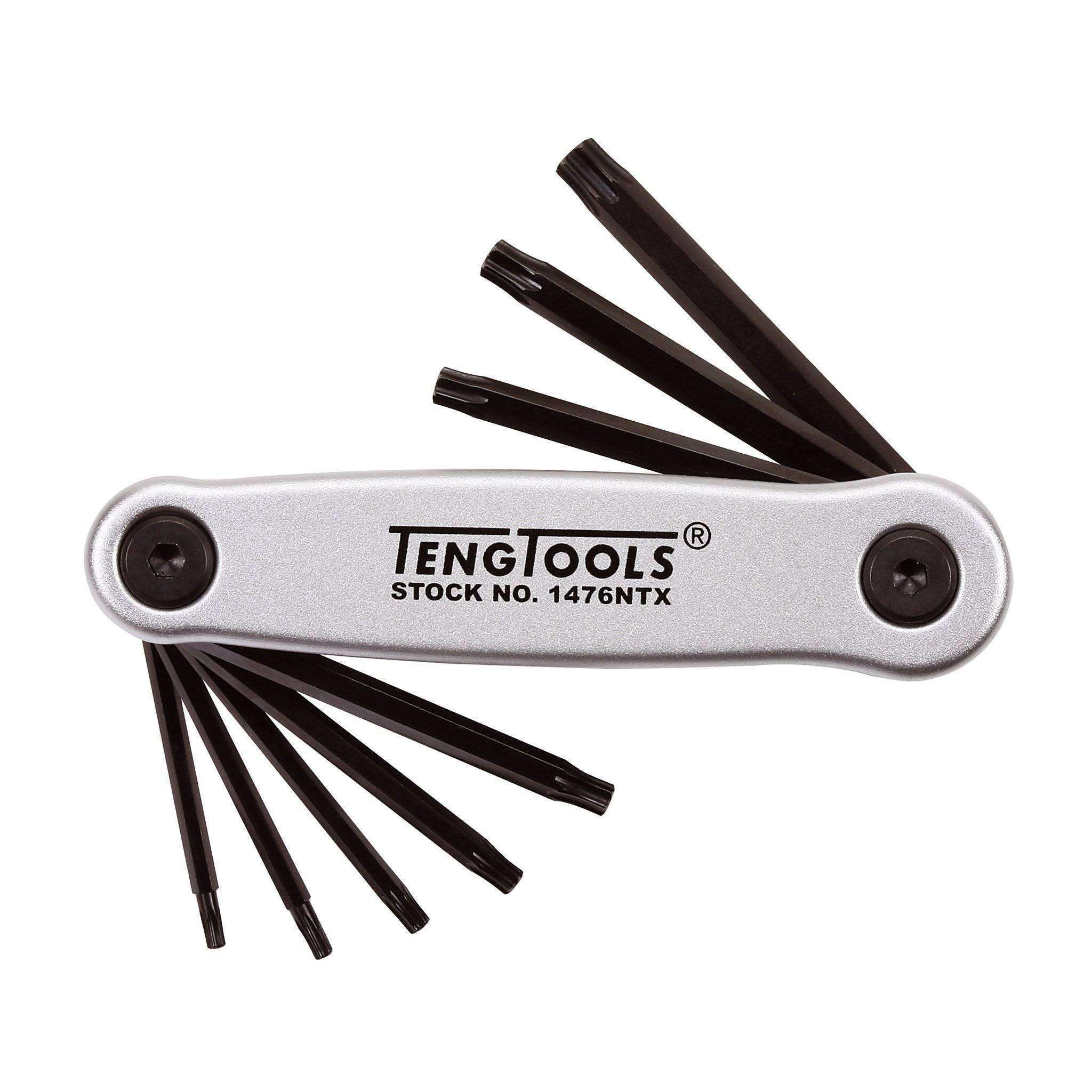 Juego de llaves Allen/Torx retráctiles de grado industrial de 8 piezas Teng Tools (TX9 - TX40) - 1476NTX