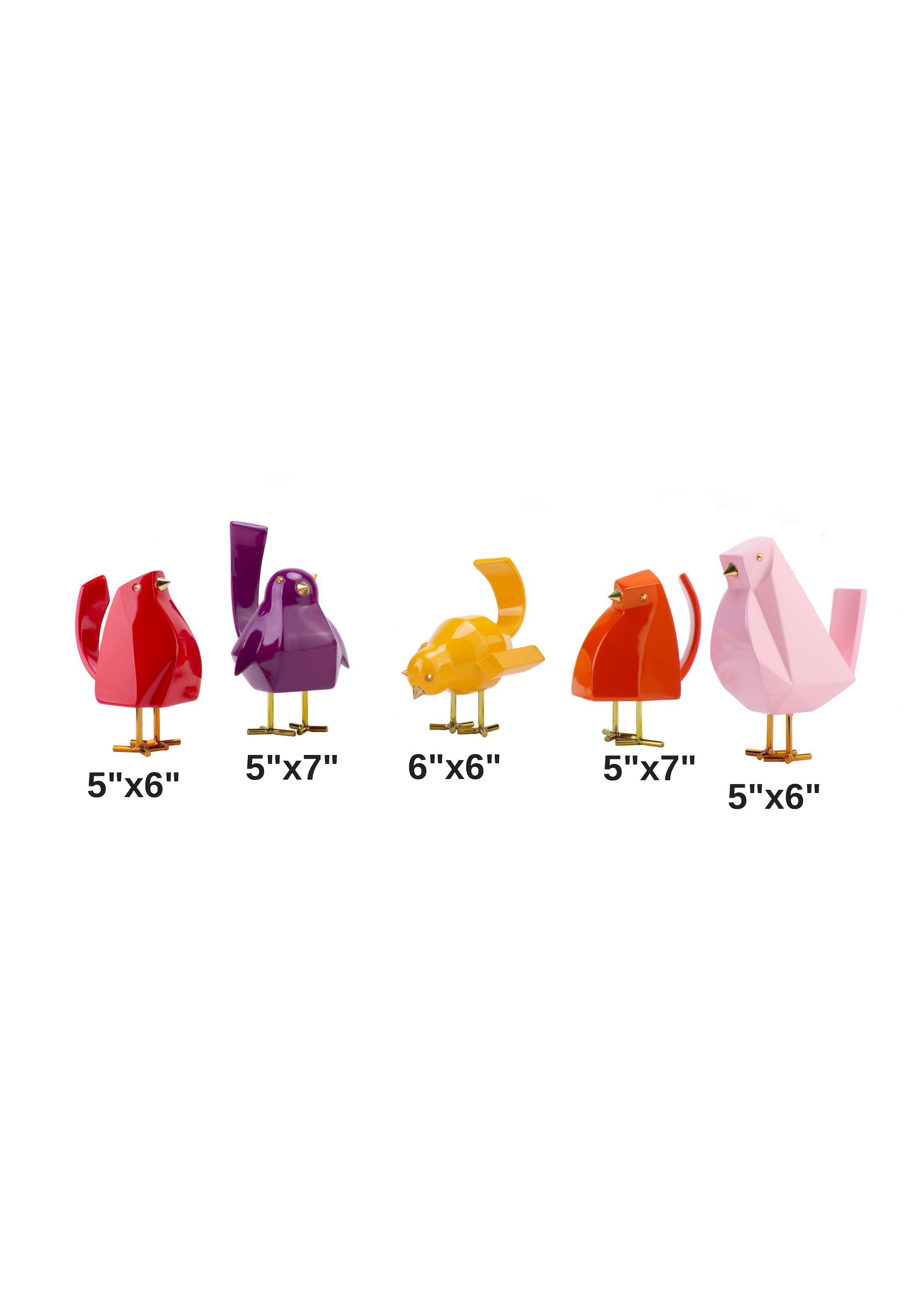 Set of Five Bird Sculptures // Multi-Color