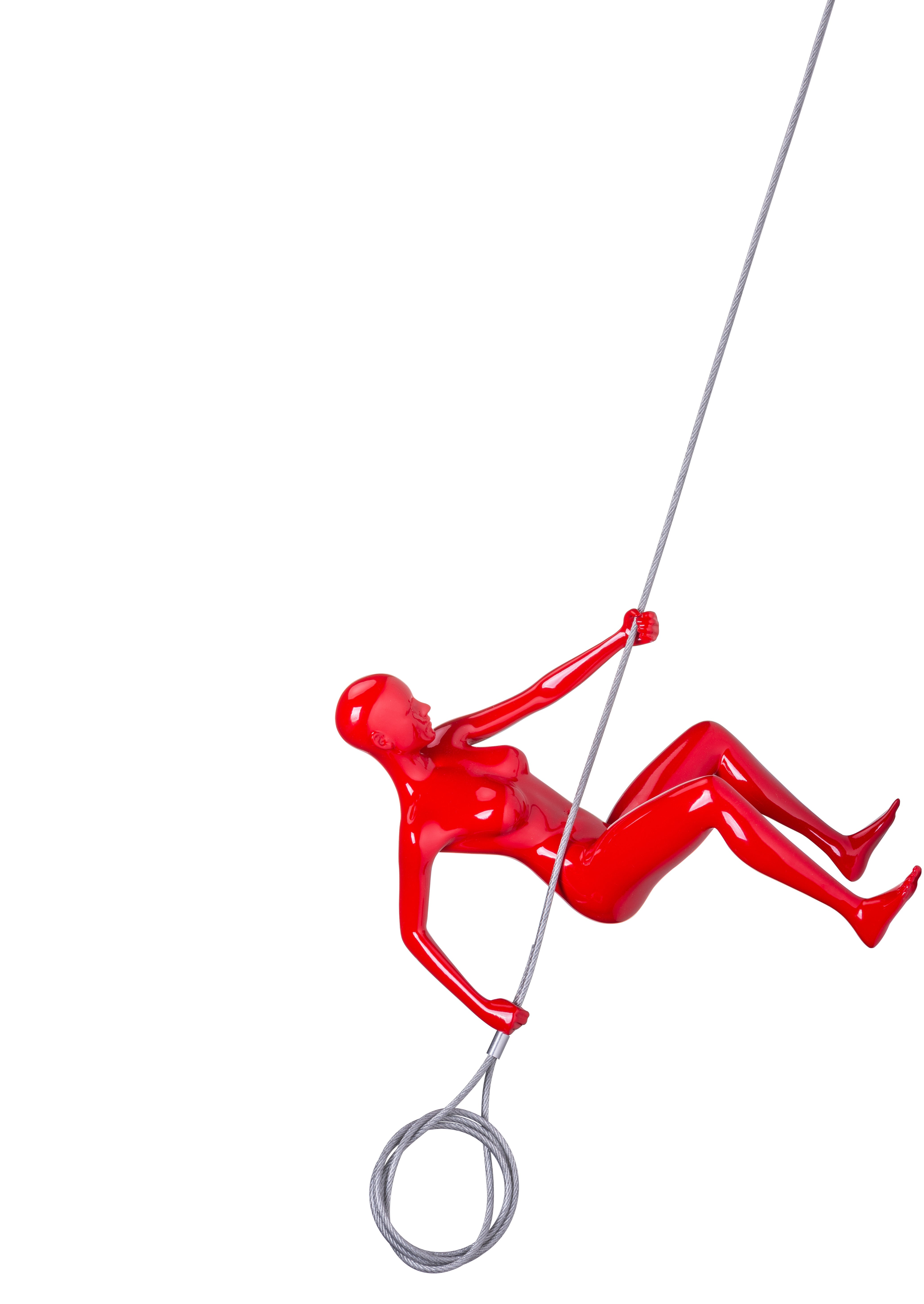 Climbing Woman 8" Wall Sculpture // Glossy Red