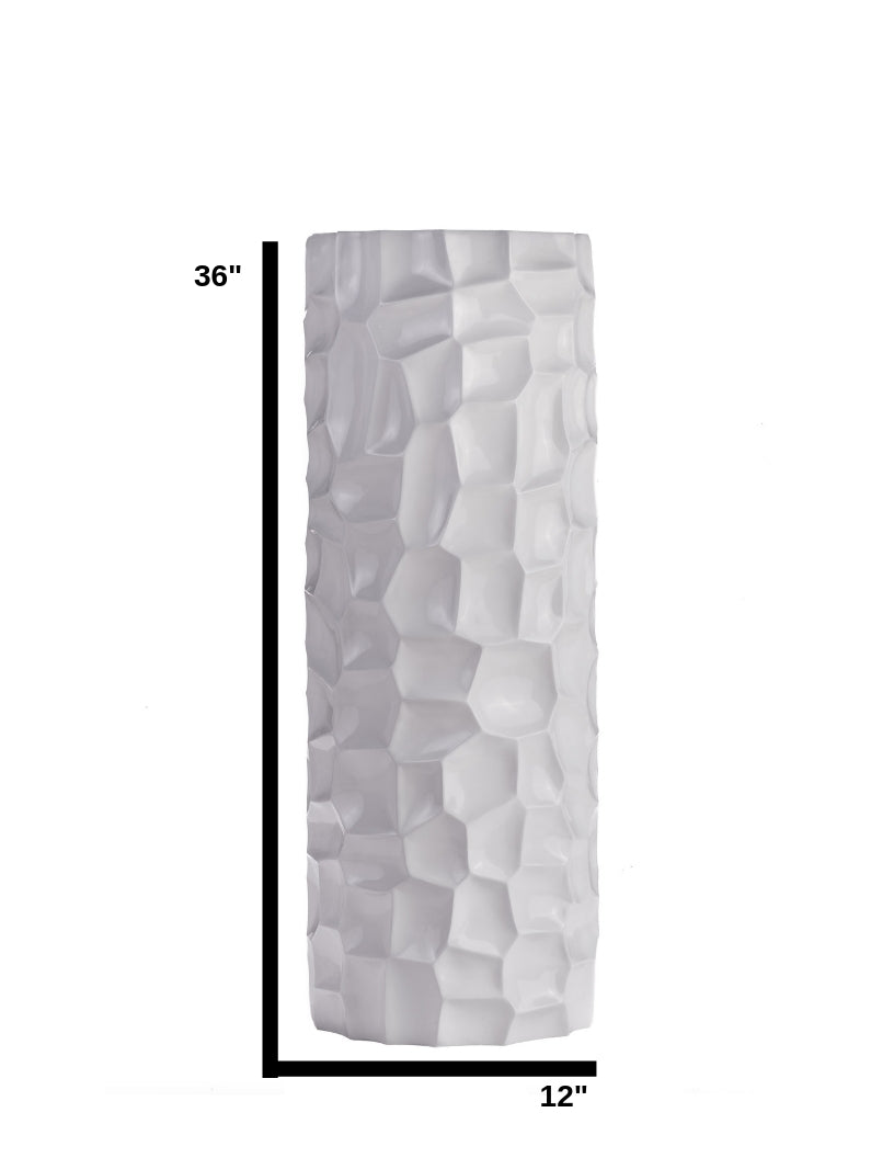 Textured Honeycomb Vase // White, 36