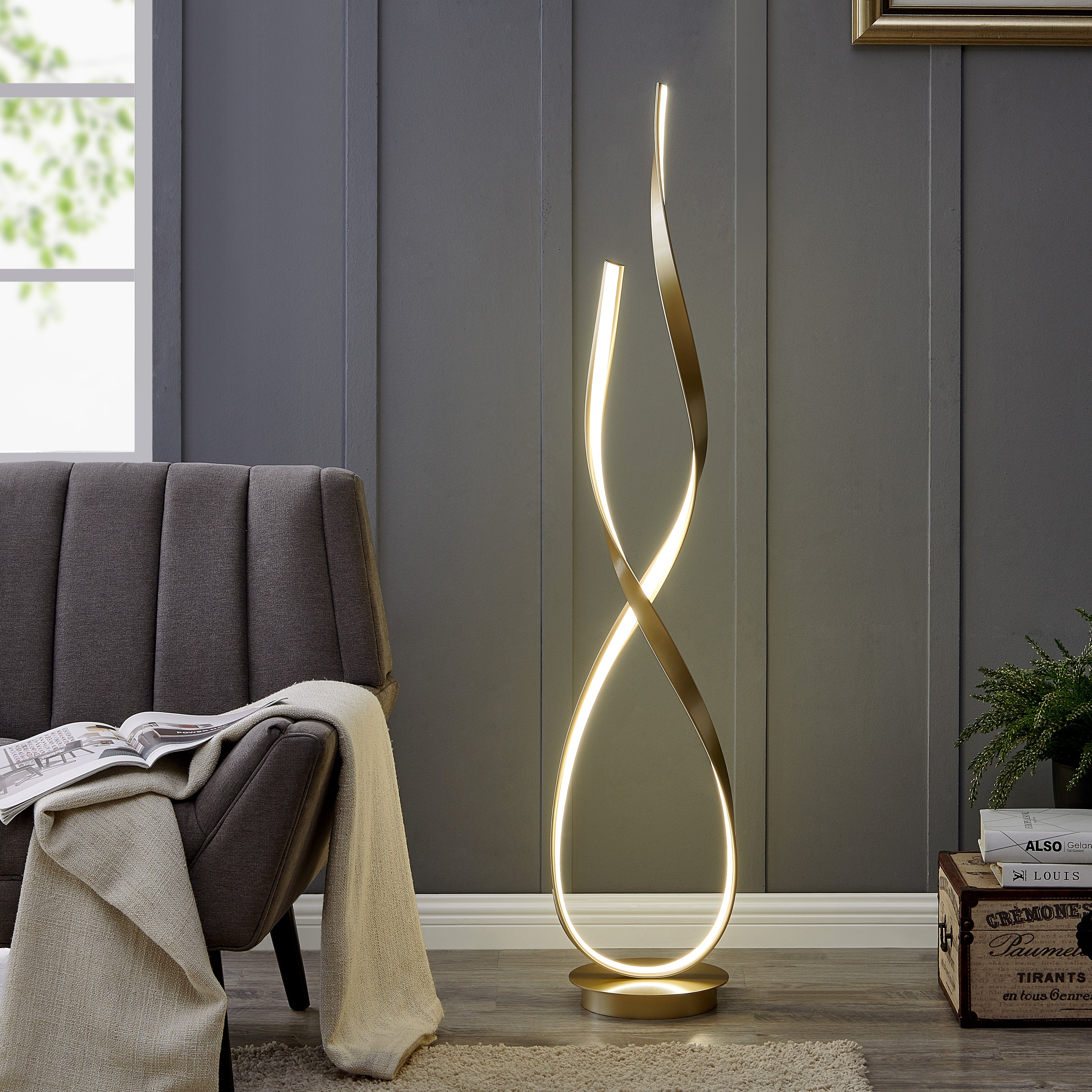 Sandy Gold Vienna LED 55" Tall Floor Lamp // Dimmable