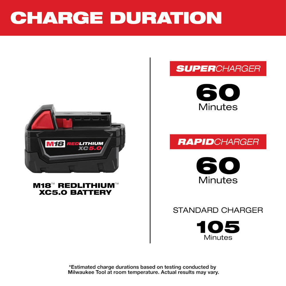 Milwaukee 48-11-1852 M18™ REDLITHIUM™ XC 5.0Ah Extended Capacity Battery Pack (2 Piece)