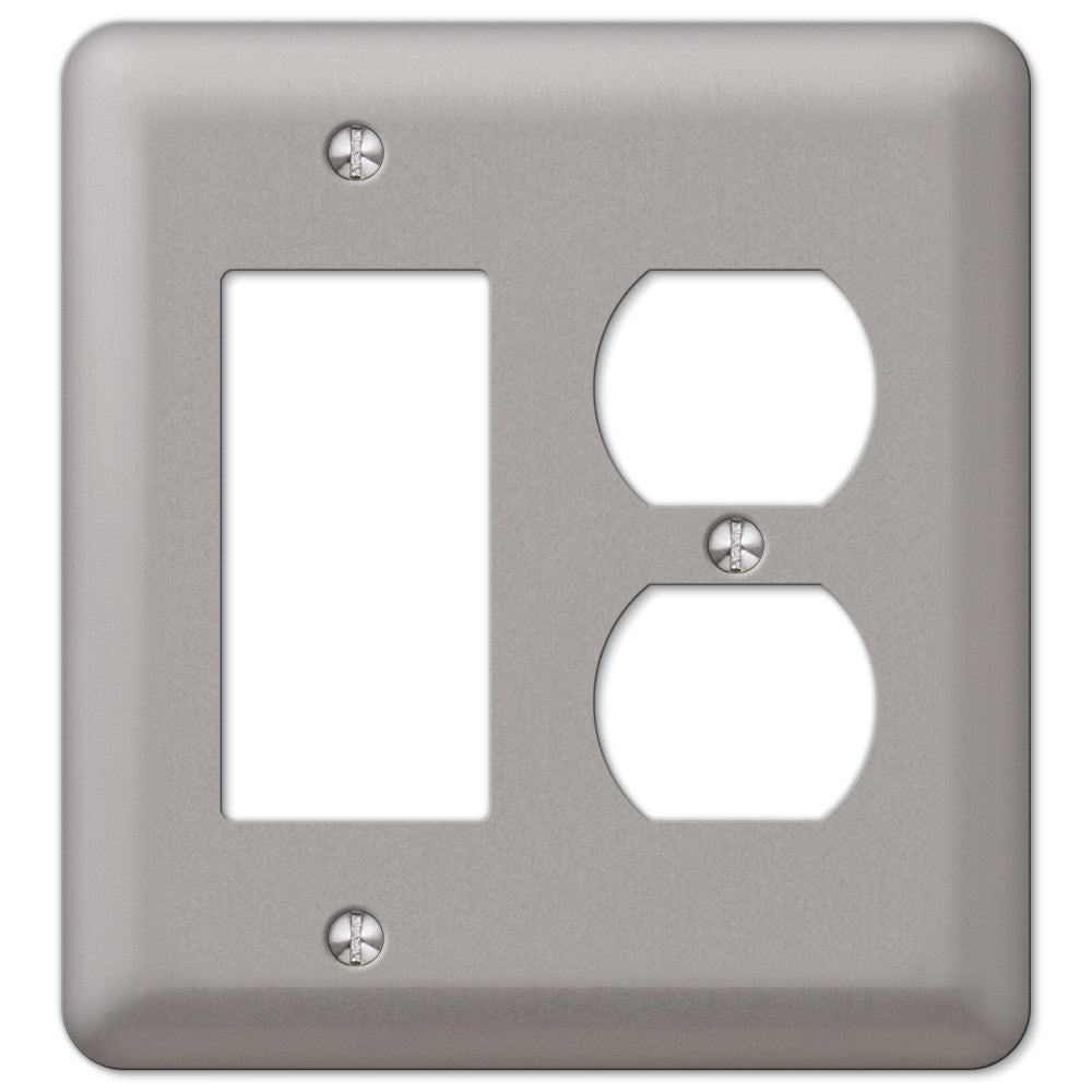 Devon Brushed Nickel Steel - 1 Rocker / 1 Duplex Wallplate