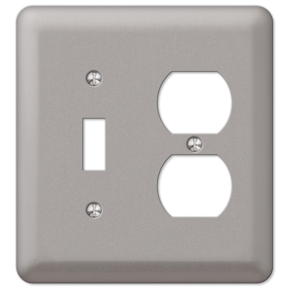 Devon Brushed Nickel Steel - 1 Toggle / 1 Duplex Wallplate