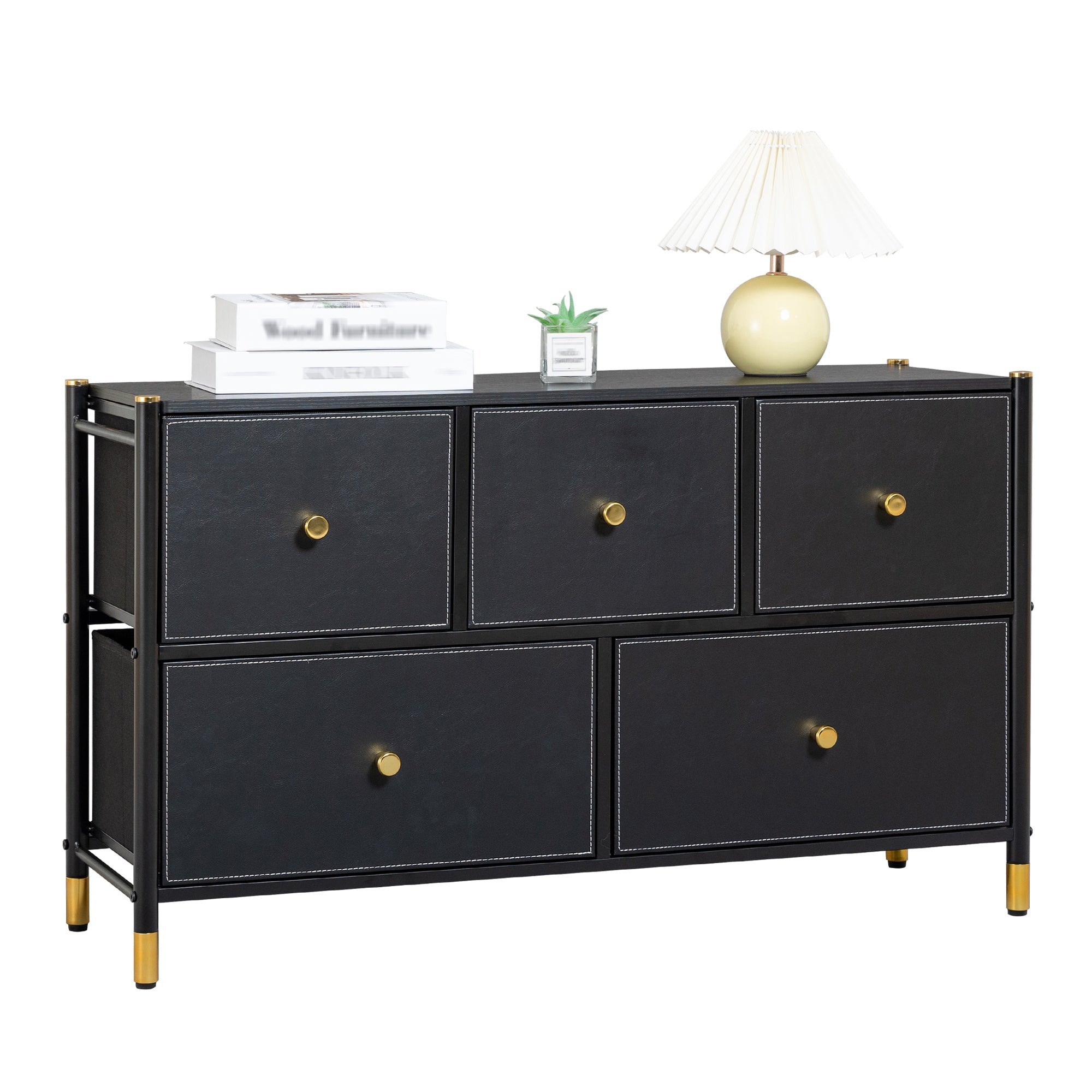 Walker Edison | Faux Leather Drawer Entryway Cabinet