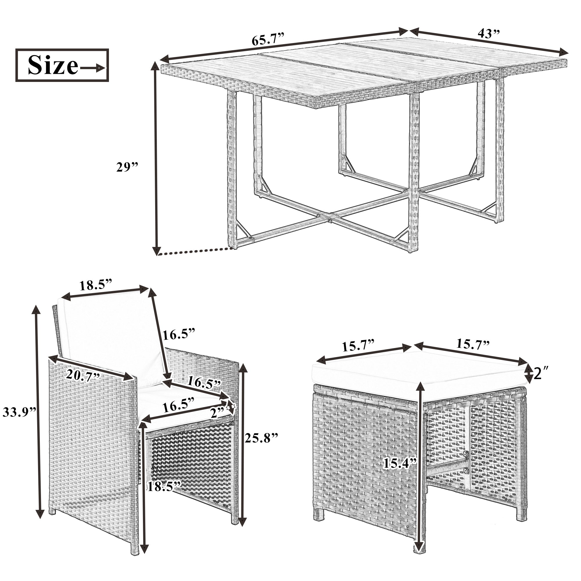 Walker Edison | Outdoor 11-Piece All-Weather Wicker Dining Table Set