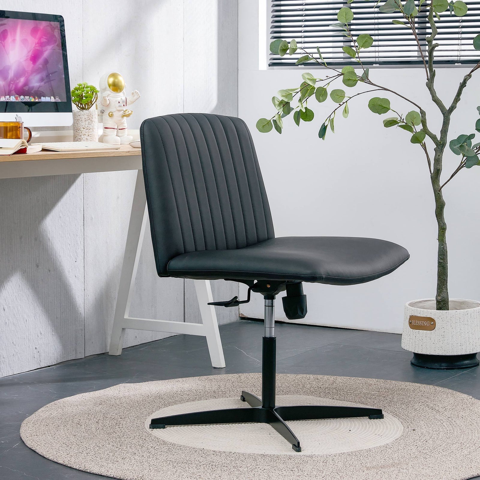 Walker Edison | Black Faux Leather Swivel Computer Chair