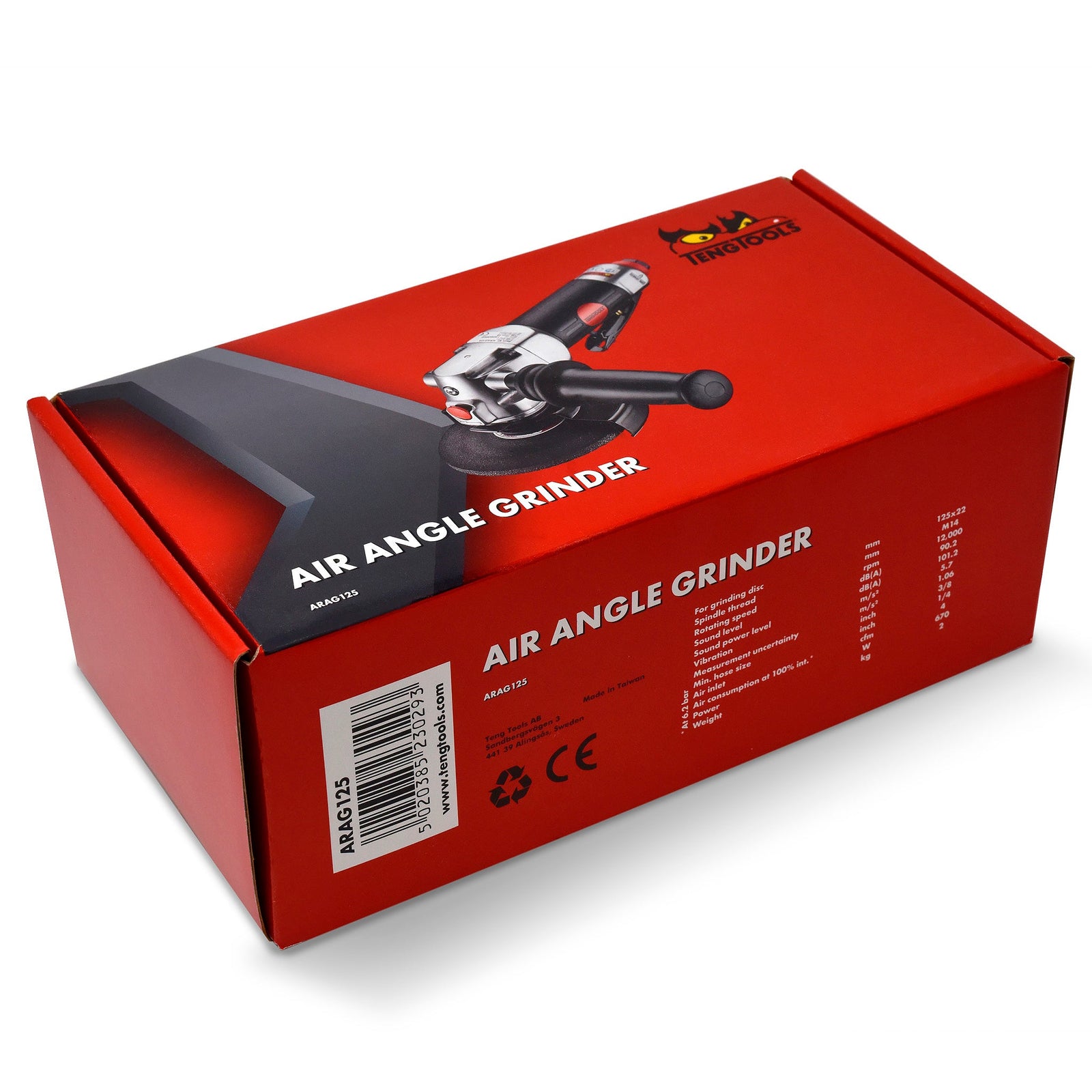 Amoladora angular neumática ajustable de 12 000 RPM Teng Tools (para ruedas de 5 pulgadas) - ARAG125