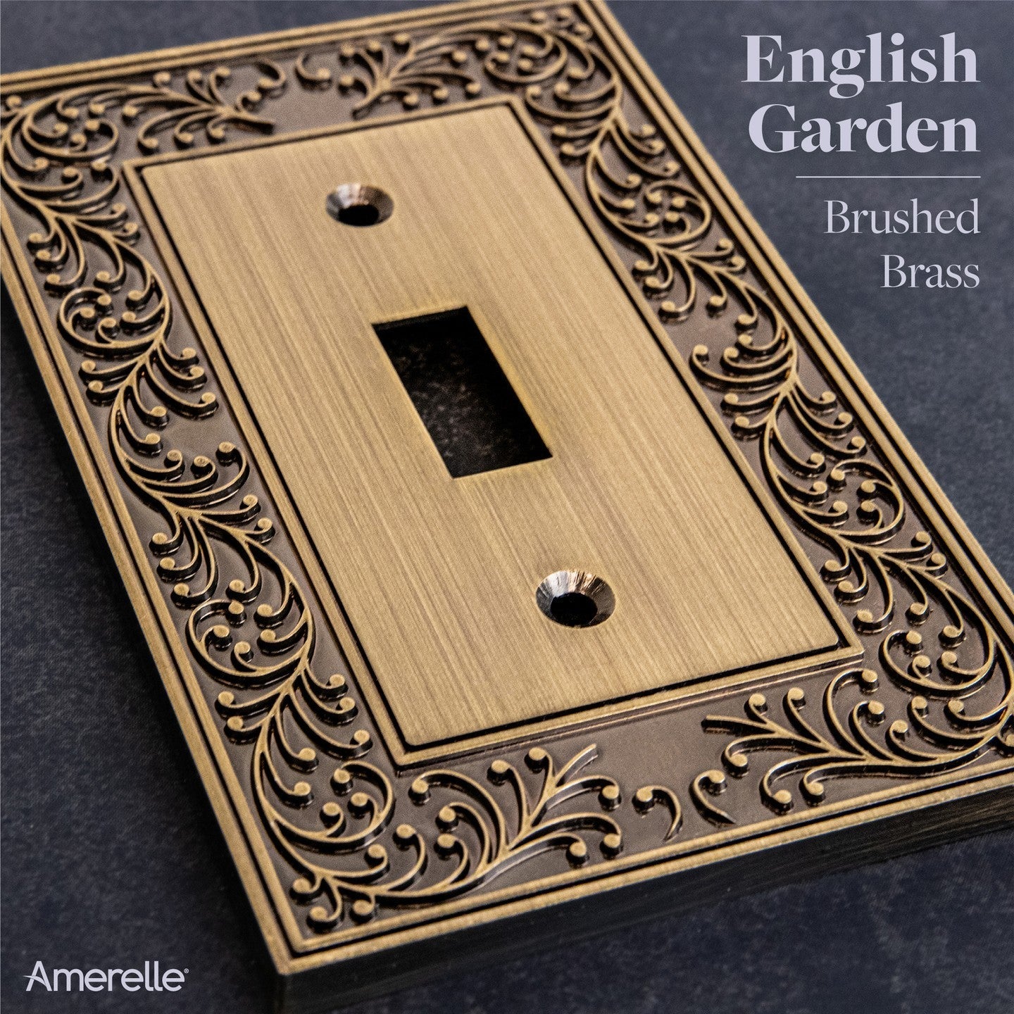 English Garden Brushed Brass Cast - 1 Phone Jack Wallplate