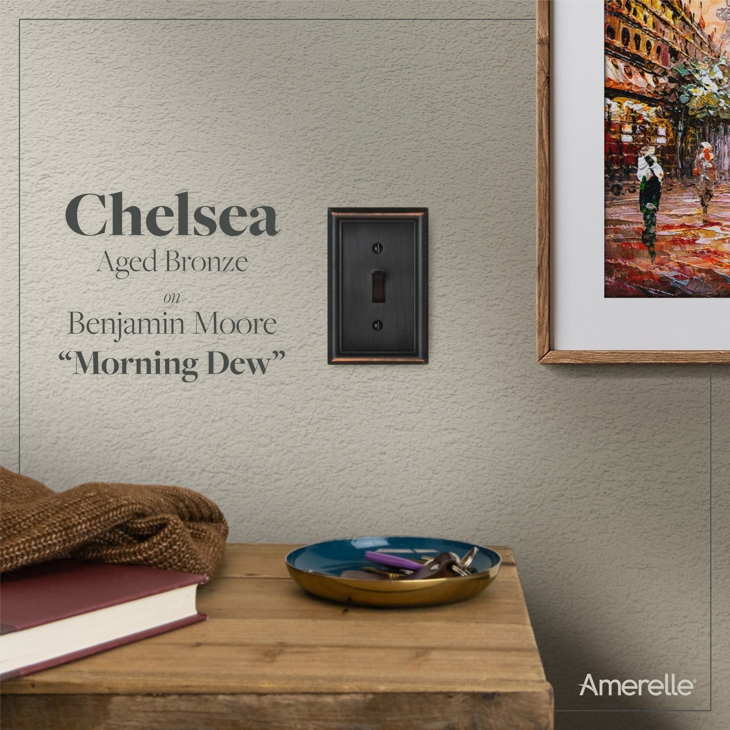 Chelsea Aged Bronze Steel - 1 Toggle / 1 Duplex Wallplate